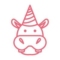cute lines hippo birthday logo symbol vector icon illustration graphic design