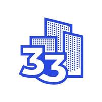 number 33 with building logo design vector graphic symbol icon illustration creative idea