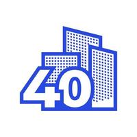 number 40 with building logo design vector graphic symbol icon illustration creative idea