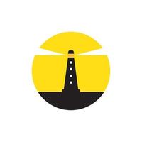 black lighthouse with sunset colorful logo design, vector graphic symbol icon illustration creative idea