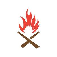 diseño de logotipo de llama de fuego de troncos cruzados, símbolo gráfico vectorial icono ilustración idea creativa vector