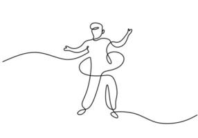 One continuous single line of man playing hula hoop vector