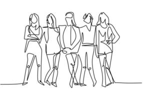 One continuous single line of trendy businesswoman group vector