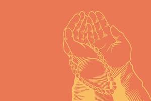 Hand drawn sketch of hand praying for religion theme in colorful style vector