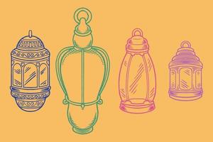 Hand drawn sketch of lanterns as islamic ornaments element vector