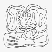 Abstract face one line art drawing minimalism. vector