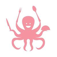 cartoon octopus cooking food logo vector icon symbol graphic design illustration
