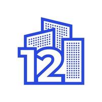 number 12 with apartment logo design vector graphic symbol icon illustration creative idea