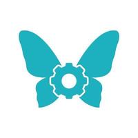 alas de mariposa con diseño de logotipo de servicios de engranajes, símbolo gráfico vectorial icono ilustración idea creativa vector