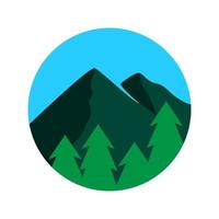 abstract pines forest with mountains location logo symbol vector icon illustration graphic design