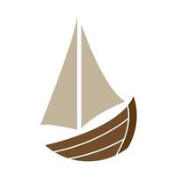 Barco de madera vintage símbolo de logotipo simple icono vectorial ilustración diseño gráfico vector