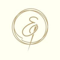 letter E with yarn needle tailor logo design vector graphic symbol icon illustration creative idea