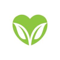 green love shape with leaf growth logo design, vector graphic symbol icon illustration creative idea