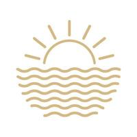 hipster geometric water sea with sun logo design, vector graphic symbol icon illustration creative idea