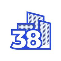 number 38 with building logo design vector graphic symbol icon illustration creative idea