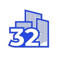 number 32 with real estate logo design vector graphic symbol icon illustration creative idea