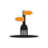 fork with direction board logo design, vector graphic symbol icon illustration creative idea