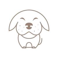 line cute dog smile fat logo design, vector graphic symbol icon illustration creative idea