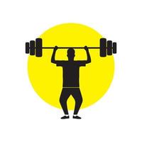 silhouette young man training gym weightlifting logo design, vector graphic symbol icon illustration creative idea
