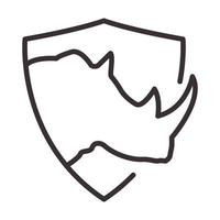 lines rhino with shield vintage logo symbol vector icon illustration graphic design
