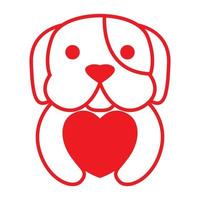 Lindo perro abrazo amor logo símbolo vector icono ilustración diseño gráfico
