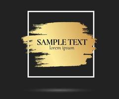 Gold brush stroke in the frame. Gold shiny grunge texture. Dirty design element, box, frame or background for text. Vector Illustration EPS10