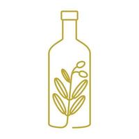 lines color bottle with olive oil leaf  logo design vector icon symbol illustration