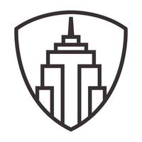 shield skyscraper lines logo symbol vector icon illustration graphic design