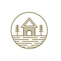 línea hipster casa pueblo con árboles logo diseño vector gráfico símbolo icono ilustración idea creativa