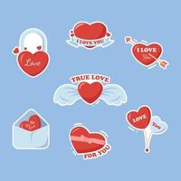 Set of Hand Drawn Heart Sticker Collection vector