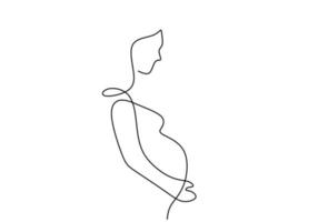 One continuous single line of pregnant woman vector