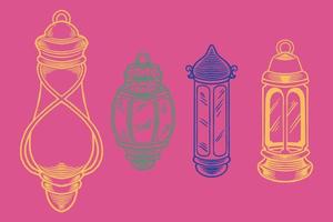 Hand drawn sketch of lanterns as islamic ornaments element vector