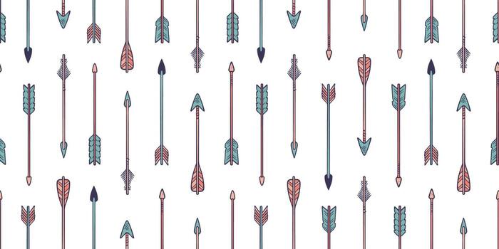 Set of tribal style hand drawn seamless arrow pattern patterns. vector