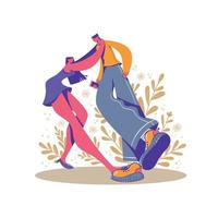 Dancing with couple illustration in flat design simple style character vector