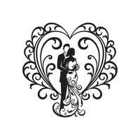 Silhouette ornament Woman in dress for wedding  decoration vector