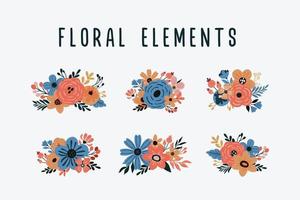 Floral set with leaves and flowers, elements for your compositions wedding cards vector