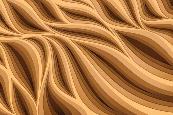3D Abstract  background dynamic wavy with paper cut shapes