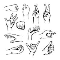 Set of gesture hands vector illustration