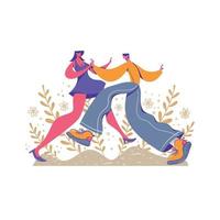 Dancing with couple illustration in flat design simple style character vector