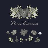 Floral set with leaves and flowers, elements for your compositions wedding cards vector