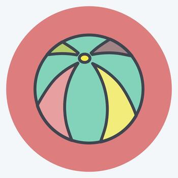 Ball Icon in trendy color mate style isolated on soft blue background vector