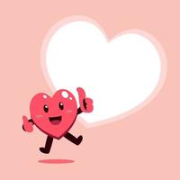 Vector cartoon heart character with speech bubble