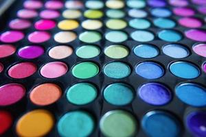 Palette of colorful make up eye shadows photo