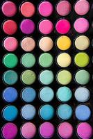 Palette of colorful make up eye shadows photo