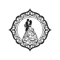 Silhouette ornament Woman in dress for wedding  decoration vector