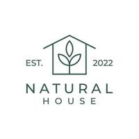 natural house line logo design vector