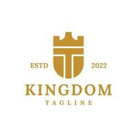 letter T kingdom shield logo design vector