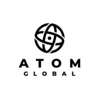 atom globe global logo design vector