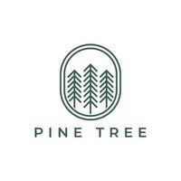 pine tree in line art vintage style logo design vector