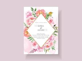 hermosa tarjeta de invitación de boda floral vector